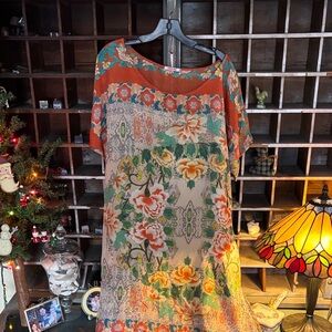 Johnny Was Multicolor Floral silk Kaftan